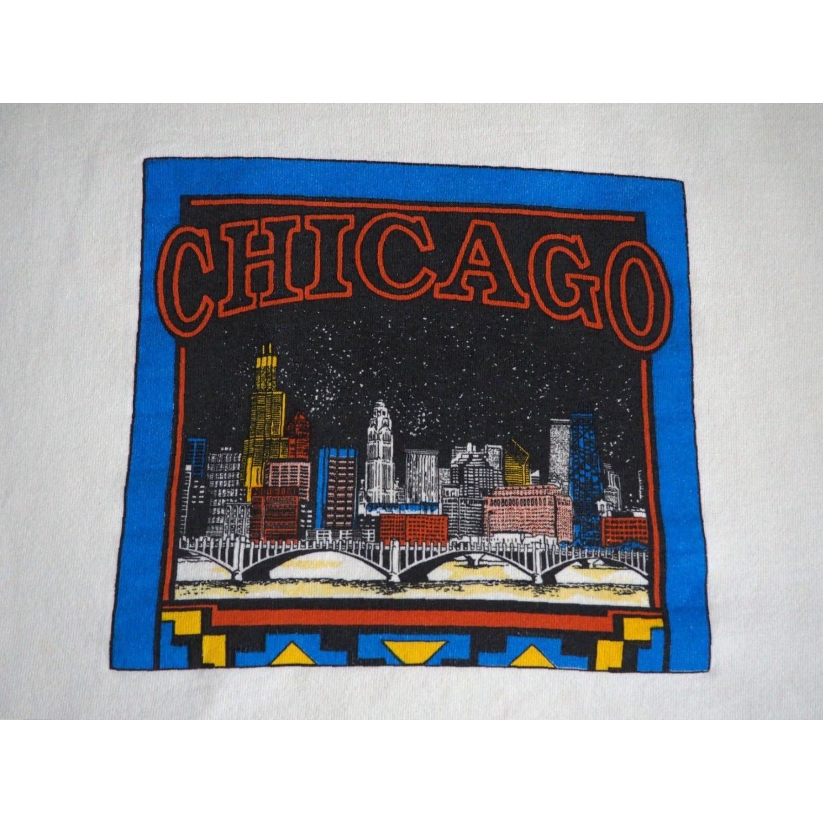 Tultex VINTAGE Tultex CHICAGO Skyline City Art Cream Ivory Pullover Sweatshirt XL Size US XL / EU 56 / 4 - 3 Thumbnail