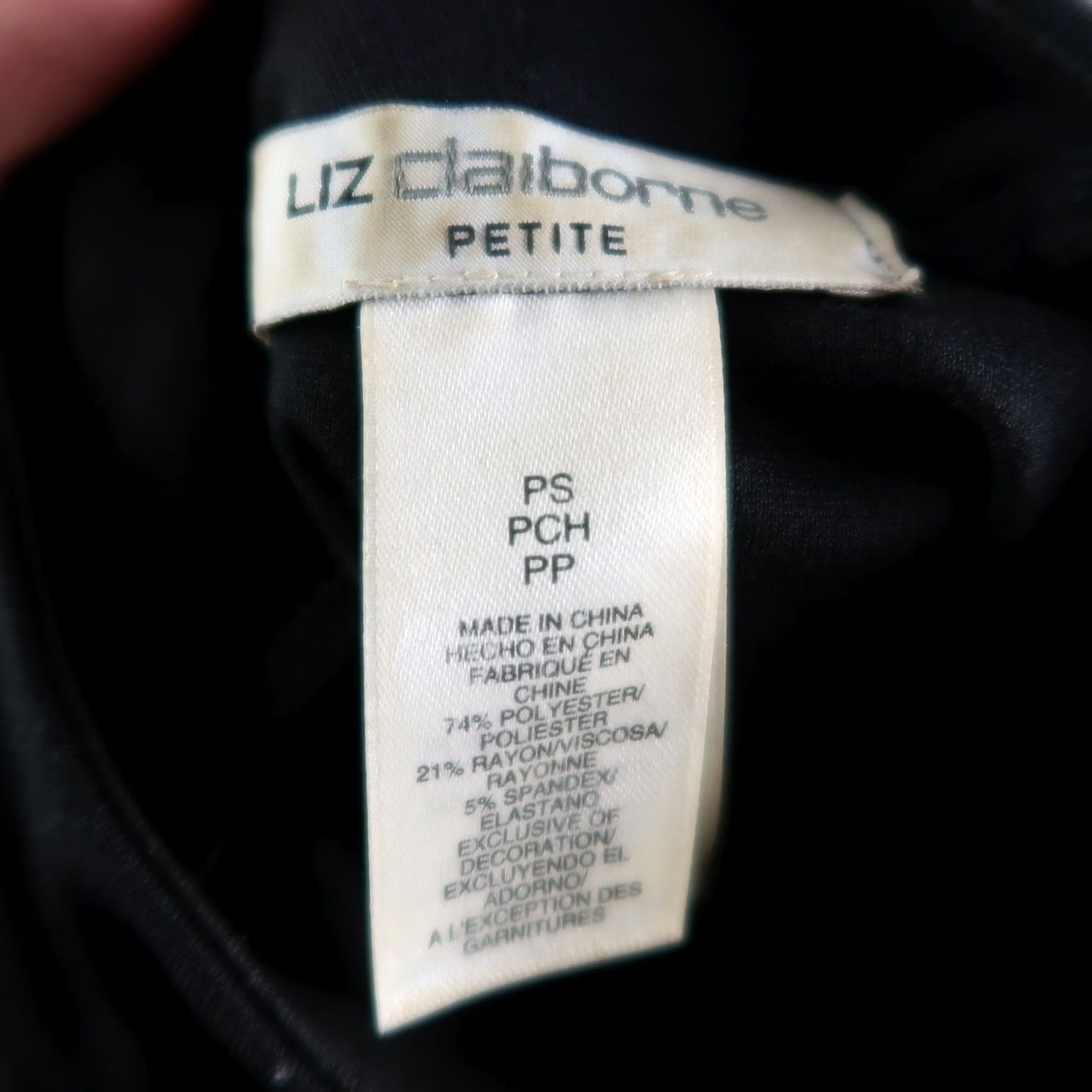 Liz Claiborne Liz Claiborne Black Mockneck Sheath Dress Knee Length S Petite Dress Womens Black Mock Neck Knee Length Short Sleeve Zip Back Polyester Rayon Spandex Size S / US 4 / IT 40 - 5 Thumbnail