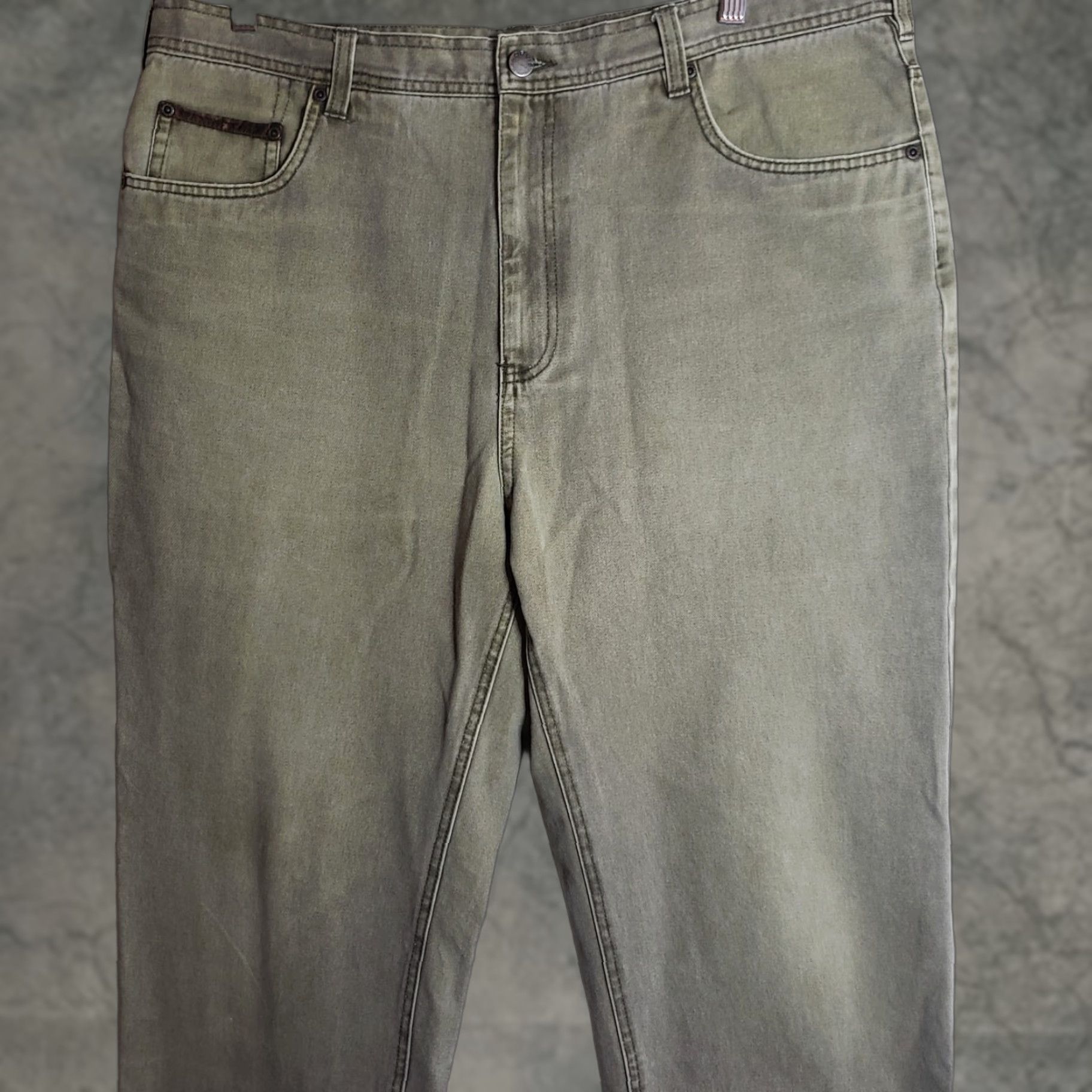 Orvis Orvis Pants Men 40x31 Olive Green 5-Pocket Leather Trim Denim Pants Jeans Straight Leg Size US 40 / EU 56 - 1 Thumbnail