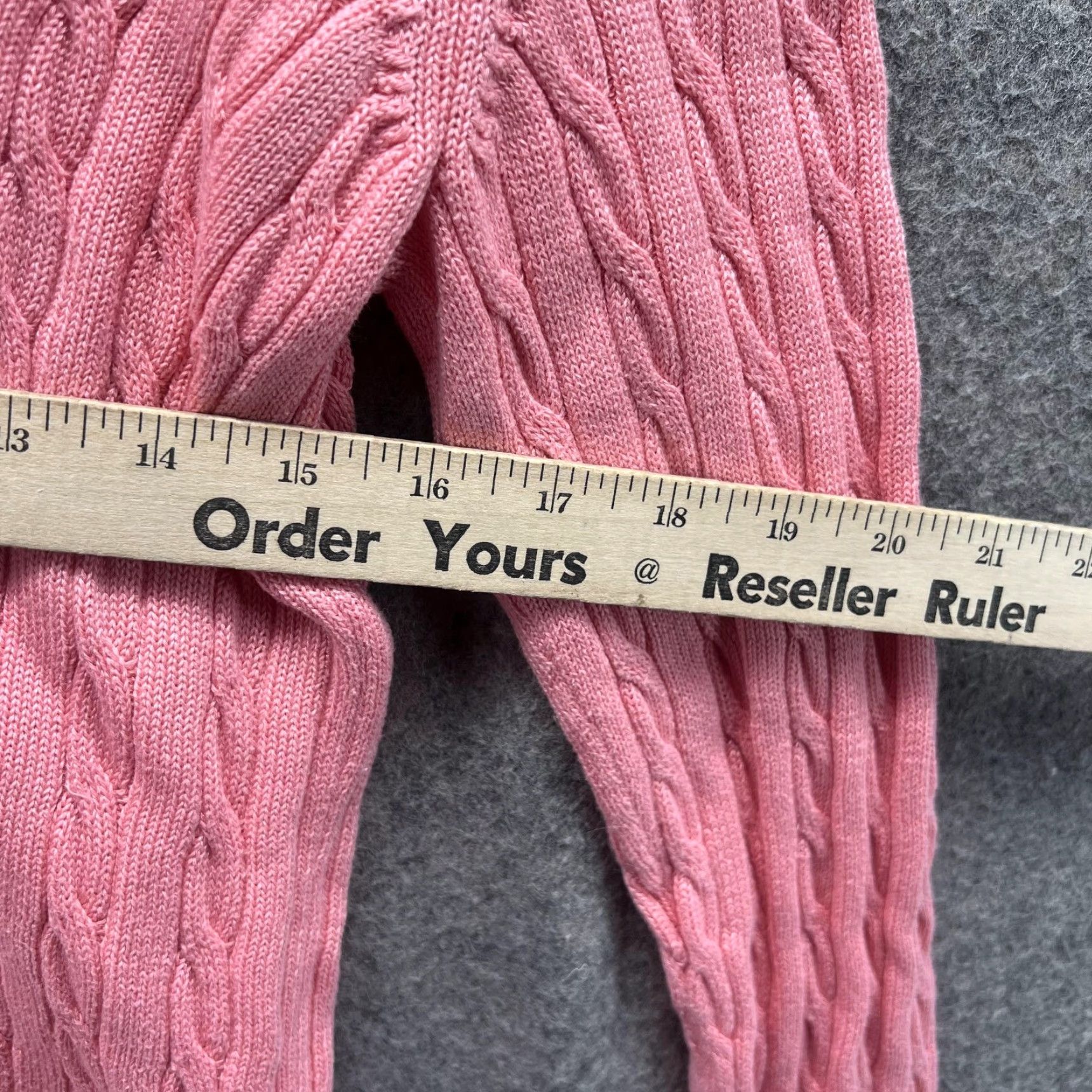 Pinko VINTAGE Fairway & Greene Sweater Women Small Pullover V-Neck Pink Cable Knit Long Sleeve Size S / US 4 / IT 40 - 7 Thumbnail