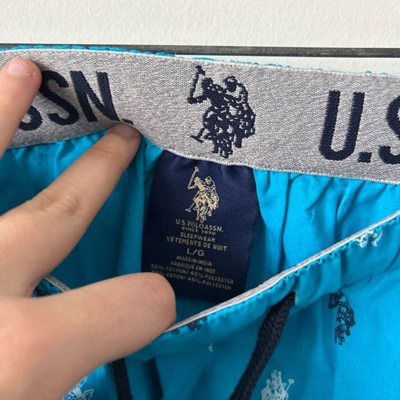U.S. Polo Assn. U.S Polo Assn Blue Plaid Elastic Drawstring Pyjama Pants Size US 33 - 3 Thumbnail