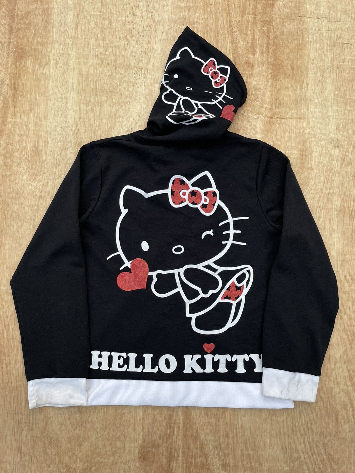image of Cartoon Network Hello Kitty Zip Hoodie in Black, Men's (Size Medium)