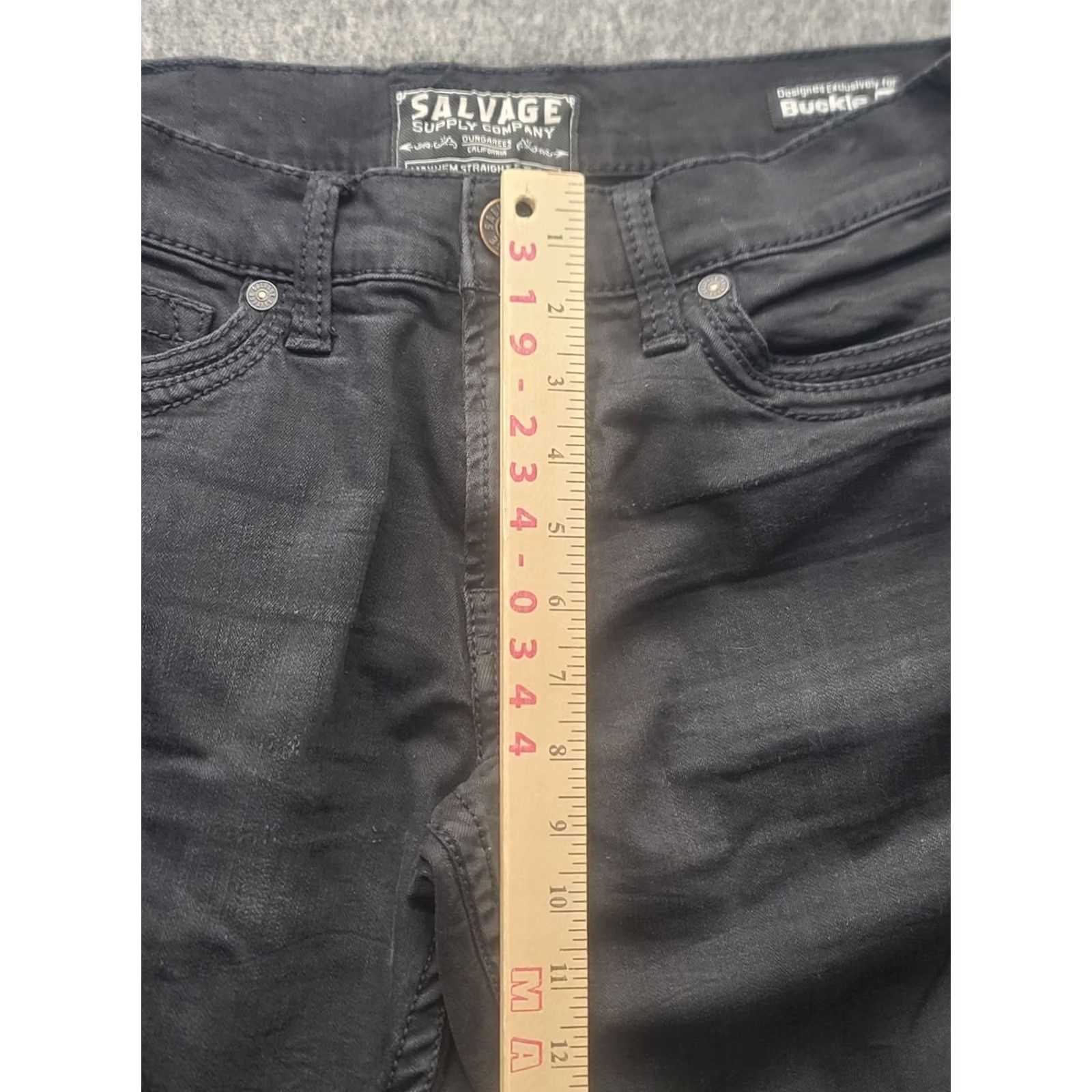 Vintage Salvage Jeans Mens 30x31 Regular Fit Mayhem Straight Leg Stretch Black Buckle Jeans Size US 30 / EU 46 - 4 Thumbnail