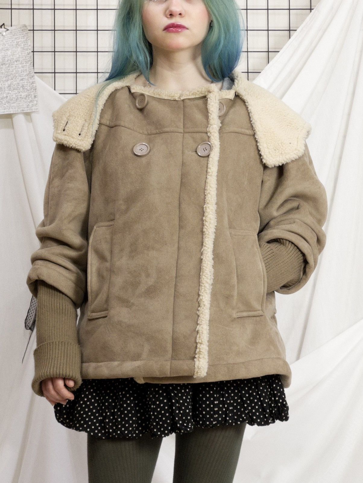 Vintage Faux shearling hooded coat in beige mori kei softcore Size M / US 6-8 / IT 42-44 - 1 Thumbnail