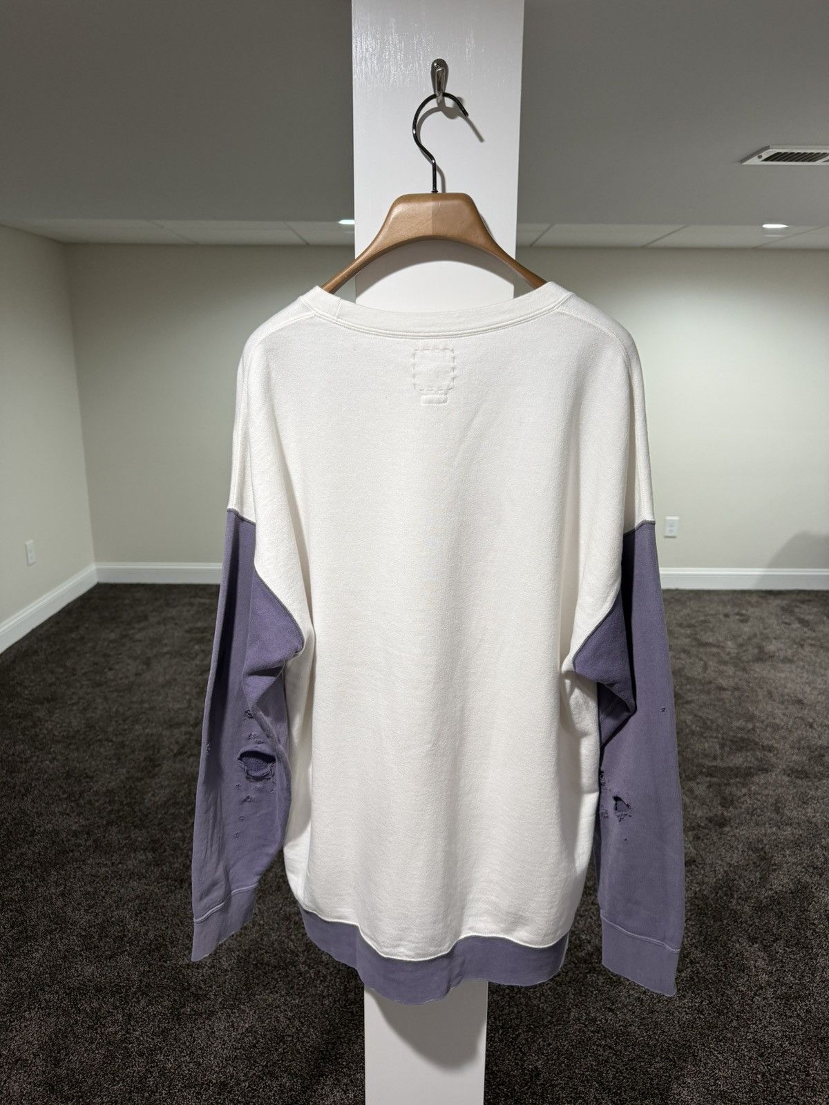 Visvim Visvim SS20 White/Purple Jumbo Crash Distres Sweat L/S Shirt Size US XL / EU 56 / 4 - 2 Thumbnail
