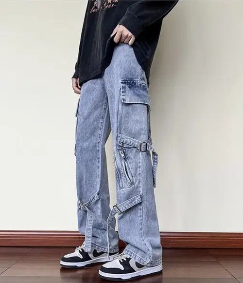 Designer × Vintage Mens Blue Cargo Baggy Jeans Size US 32 / EU 48 - 2 Thumbnail