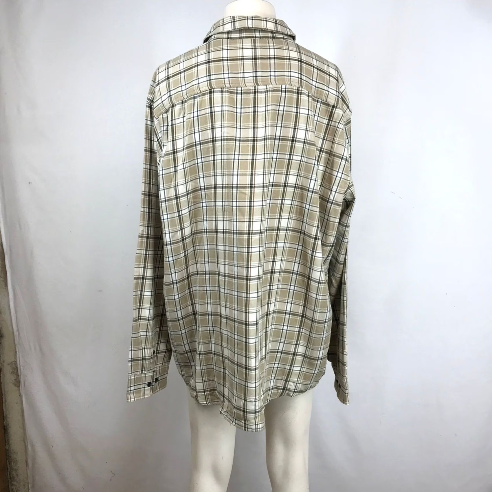 Prana prAna Edgewater Shirt Mens XXL Chalk Tan Plaid Long Sleeve Button Up Size US XXL / EU 58 / 5 - 5 Thumbnail