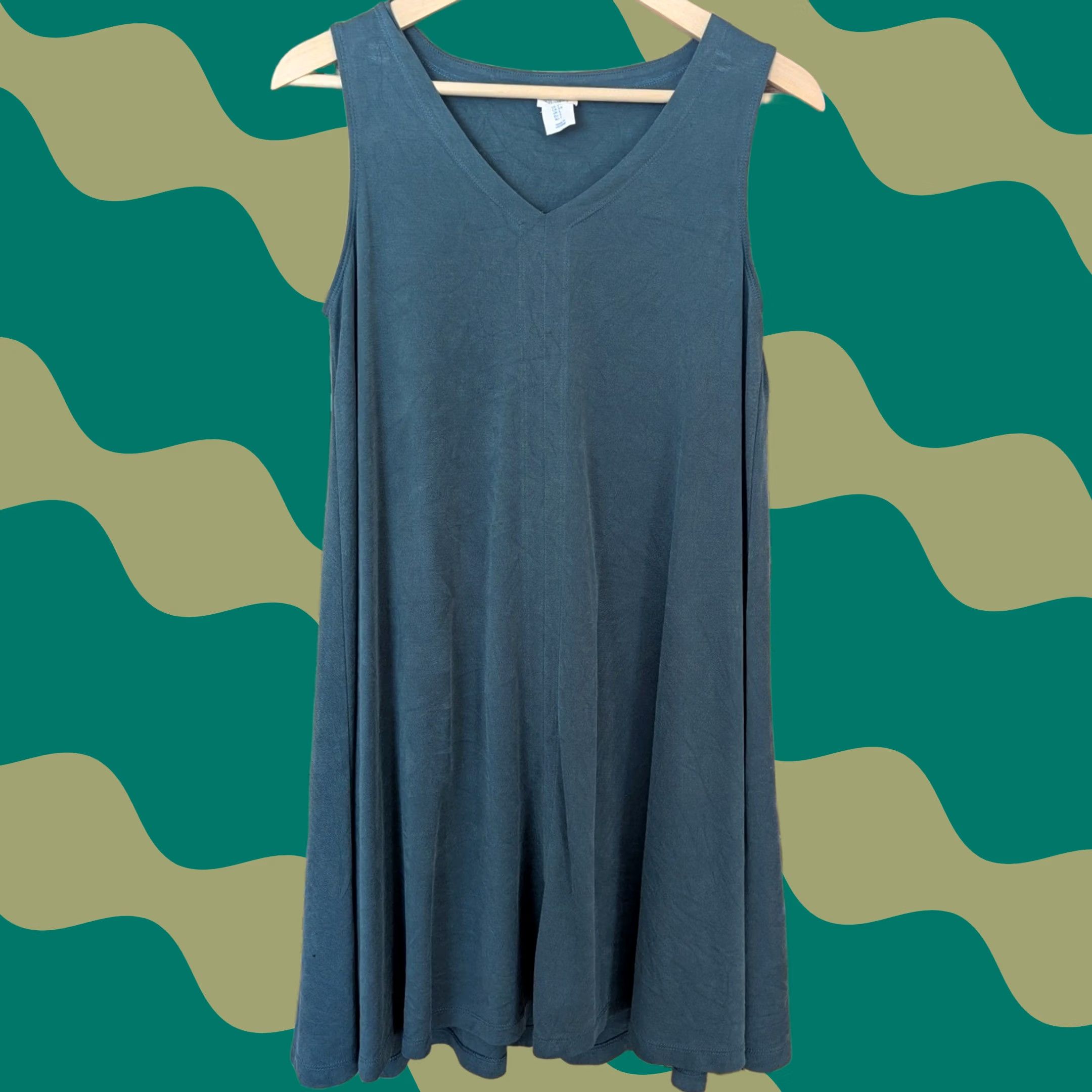 Vintage Sigrid Olsen Teal Green Modal Blend Sleeveless V-Neck A-Line Shift Dress Womens S Size S / US 4 / IT 40 - 1 Thumbnail