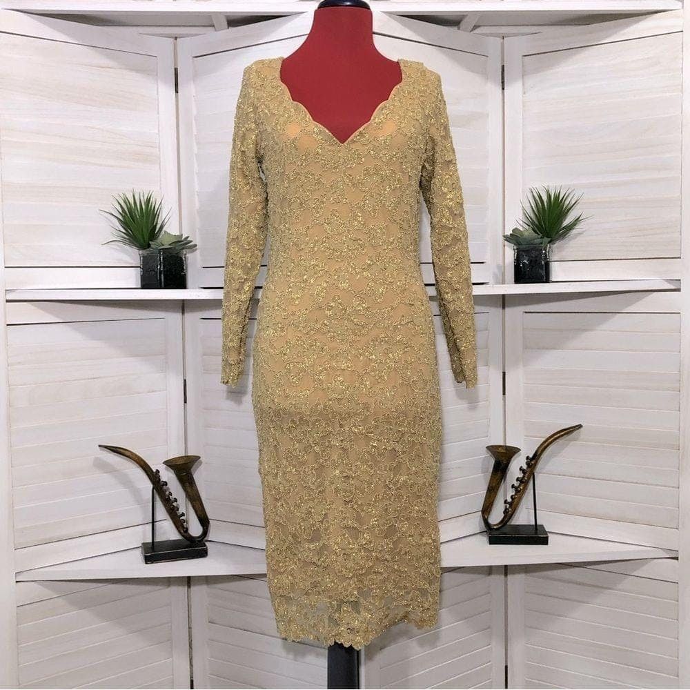 Vintage Molly Malloy All That Jazz 80s golden cocktail party dress S Size S / US 4 / IT 40 - 1 Thumbnail