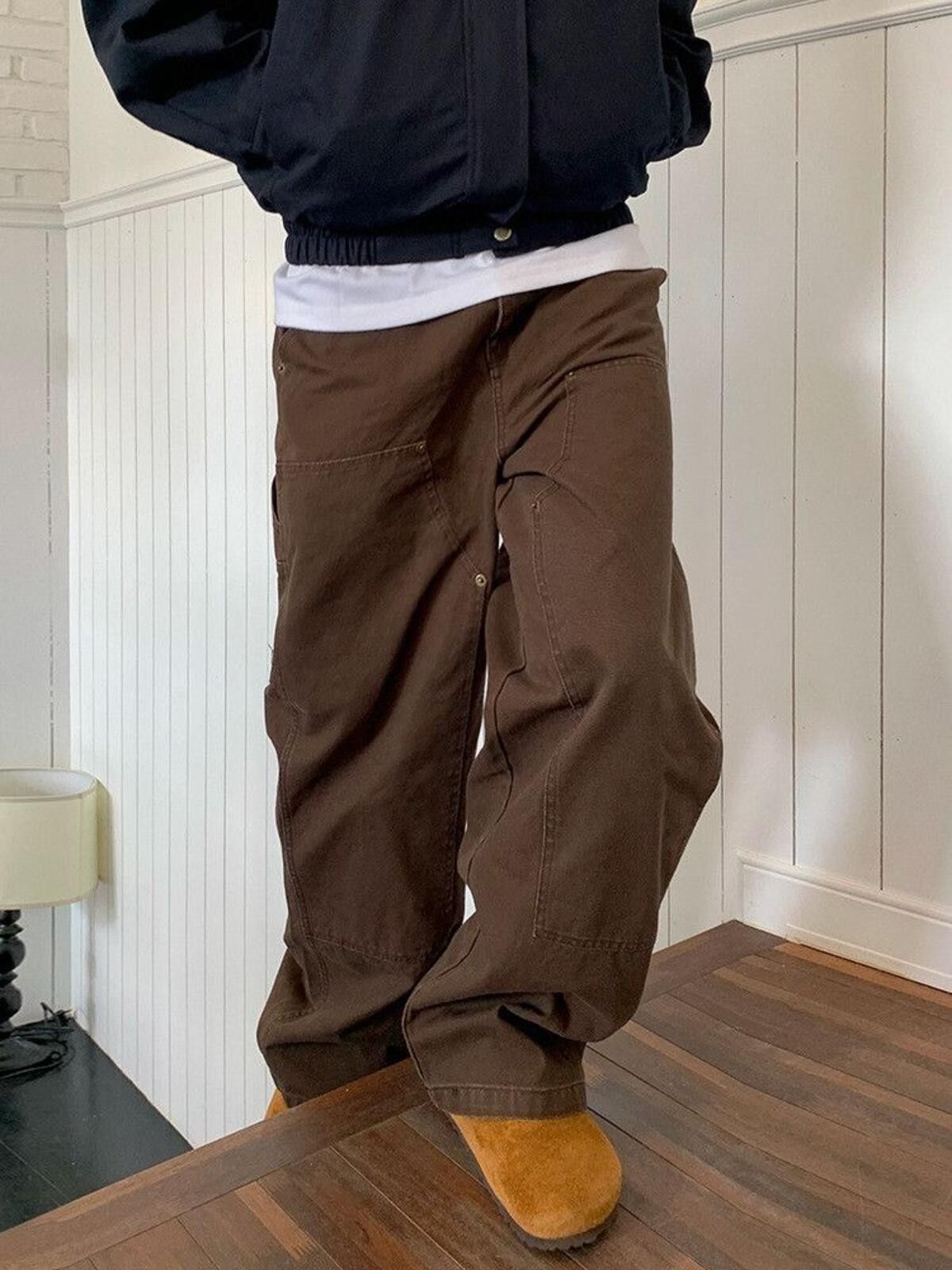 Panel Baggy Wide Leg Denim Jeans