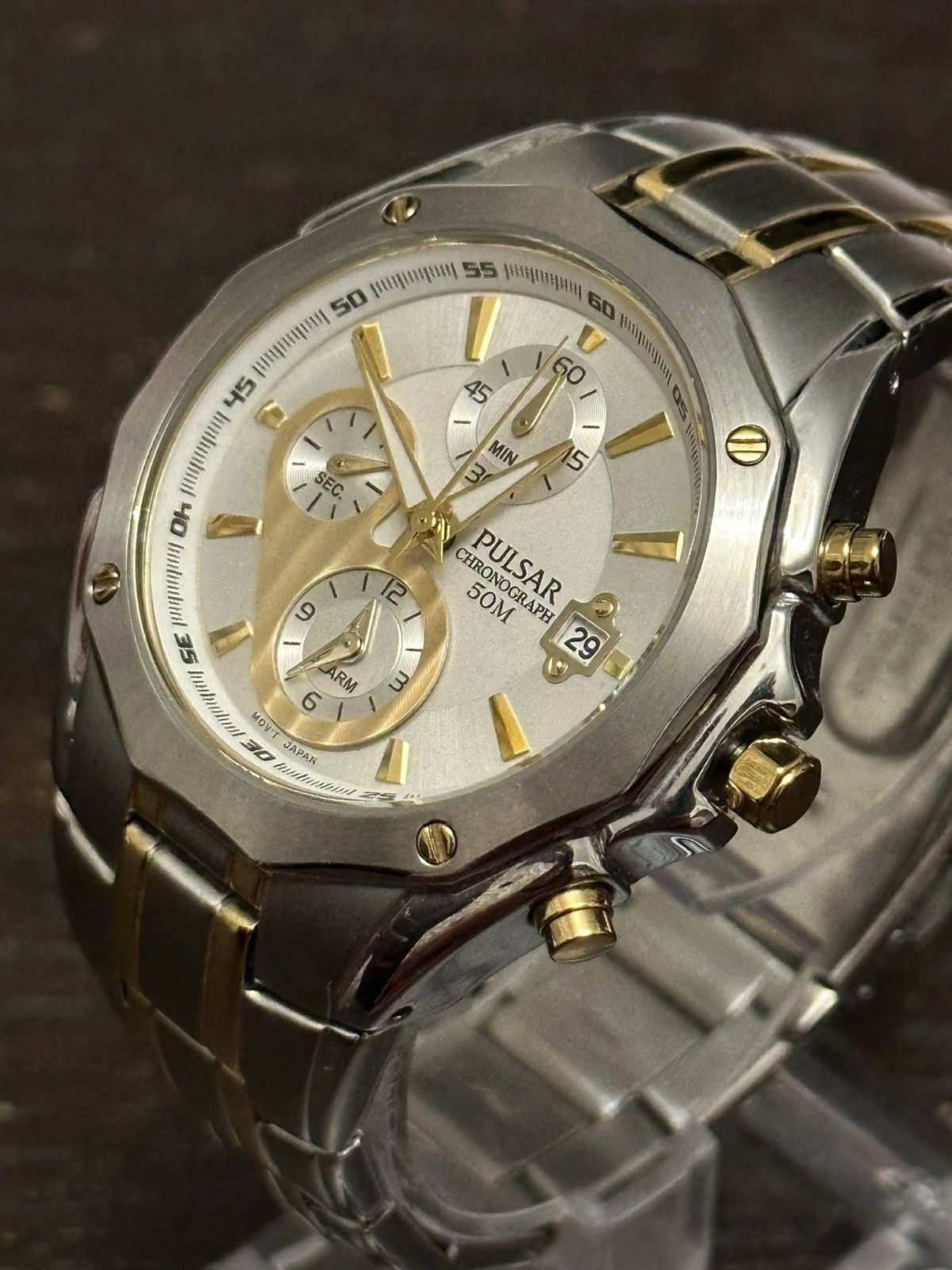 Seiko 2012 Seiko Pulsar “Two-Tone” Chronograph 12 Corner Watch Size ONE SIZE - 4 Thumbnail