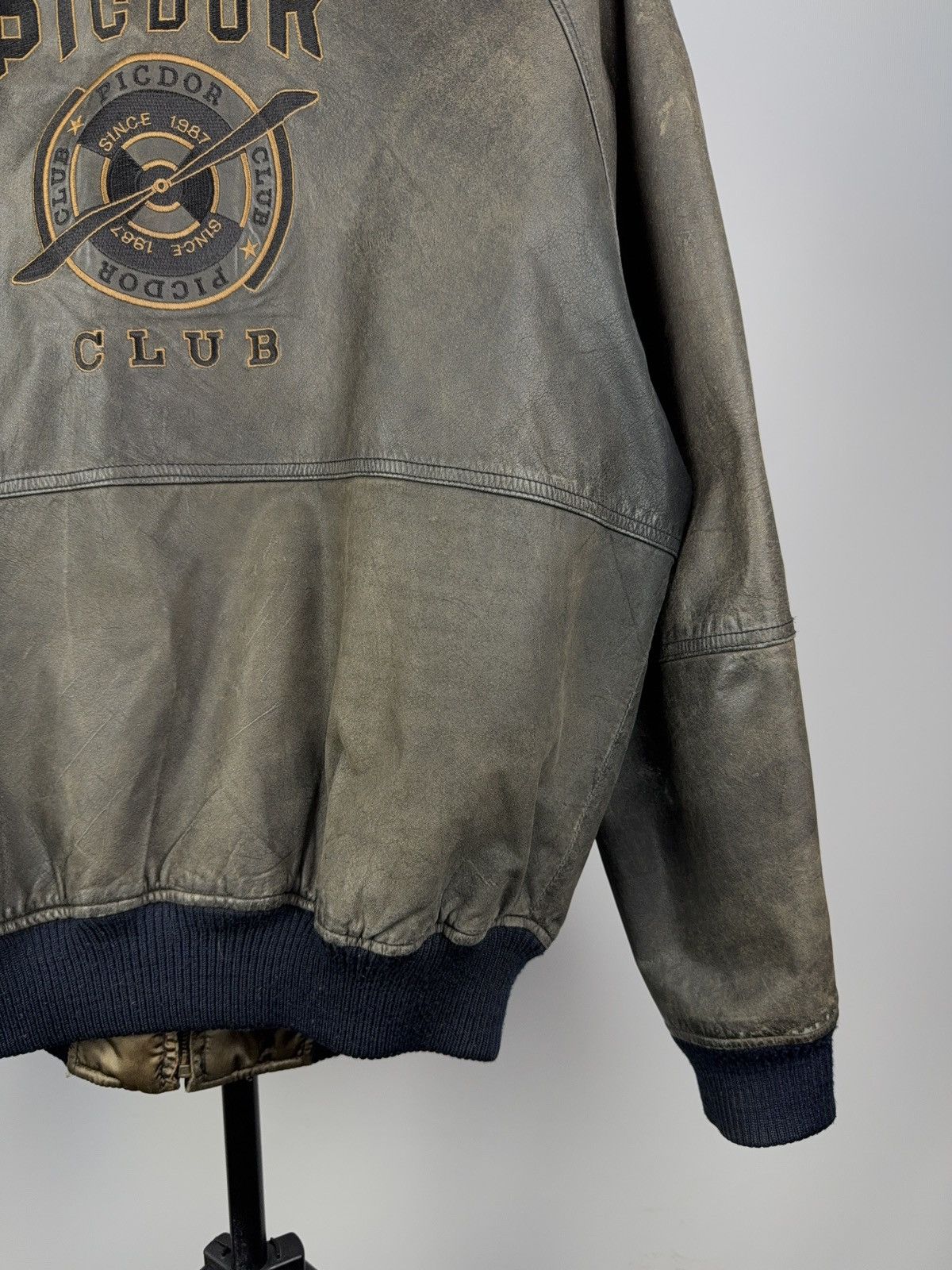 Other Vintage 90s Picdor Club Air Force Leather Bomber Jacket Size US S / EU 44-46 / 1 - 9 Thumbnail