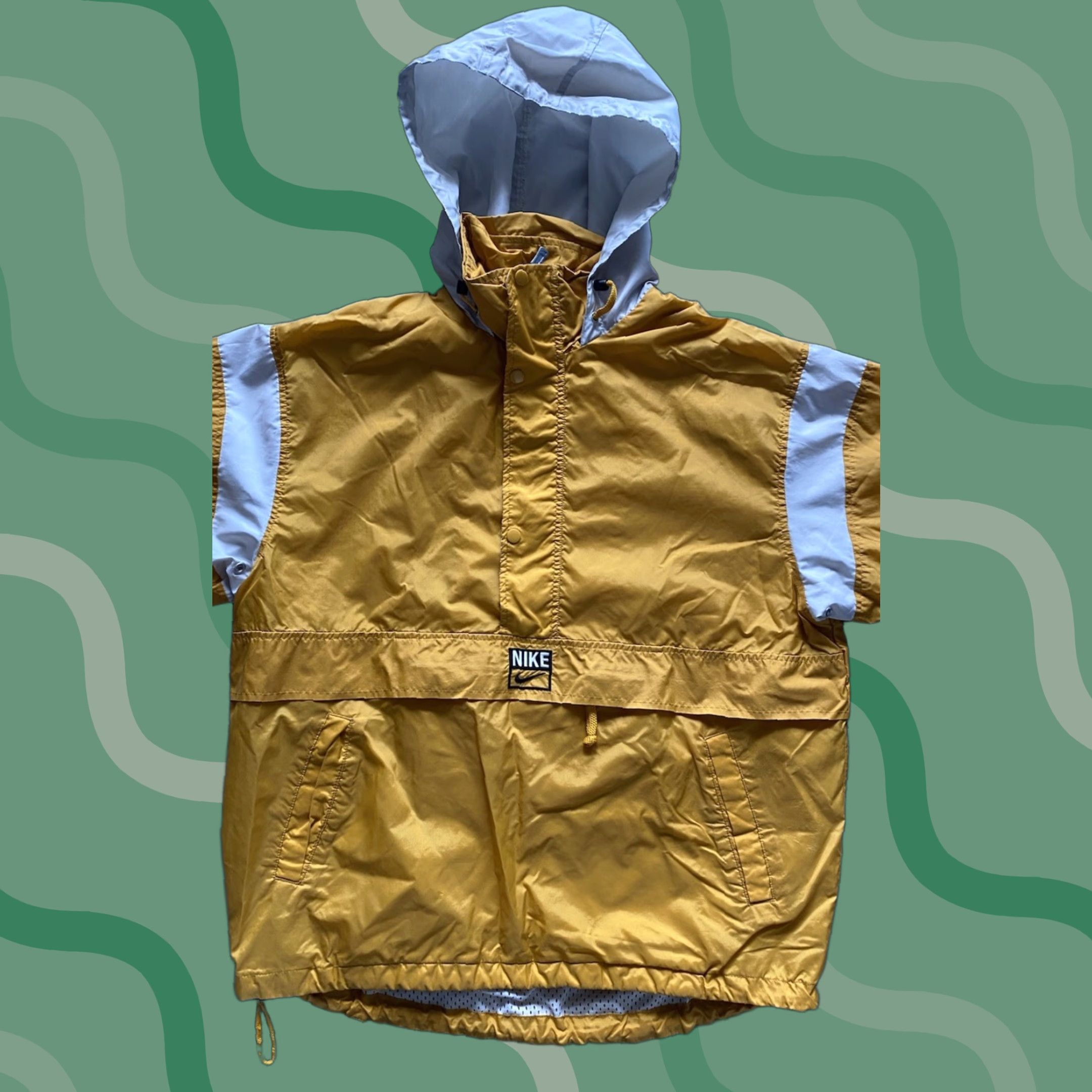 Nike Nike Windbreaker Jacket Men L Yellow Hooded Pockets Zipped Pockets Front Pocket Back Vents nylon polyester Regular Size US L / EU 52-54 / 3 - 1 Thumbnail
