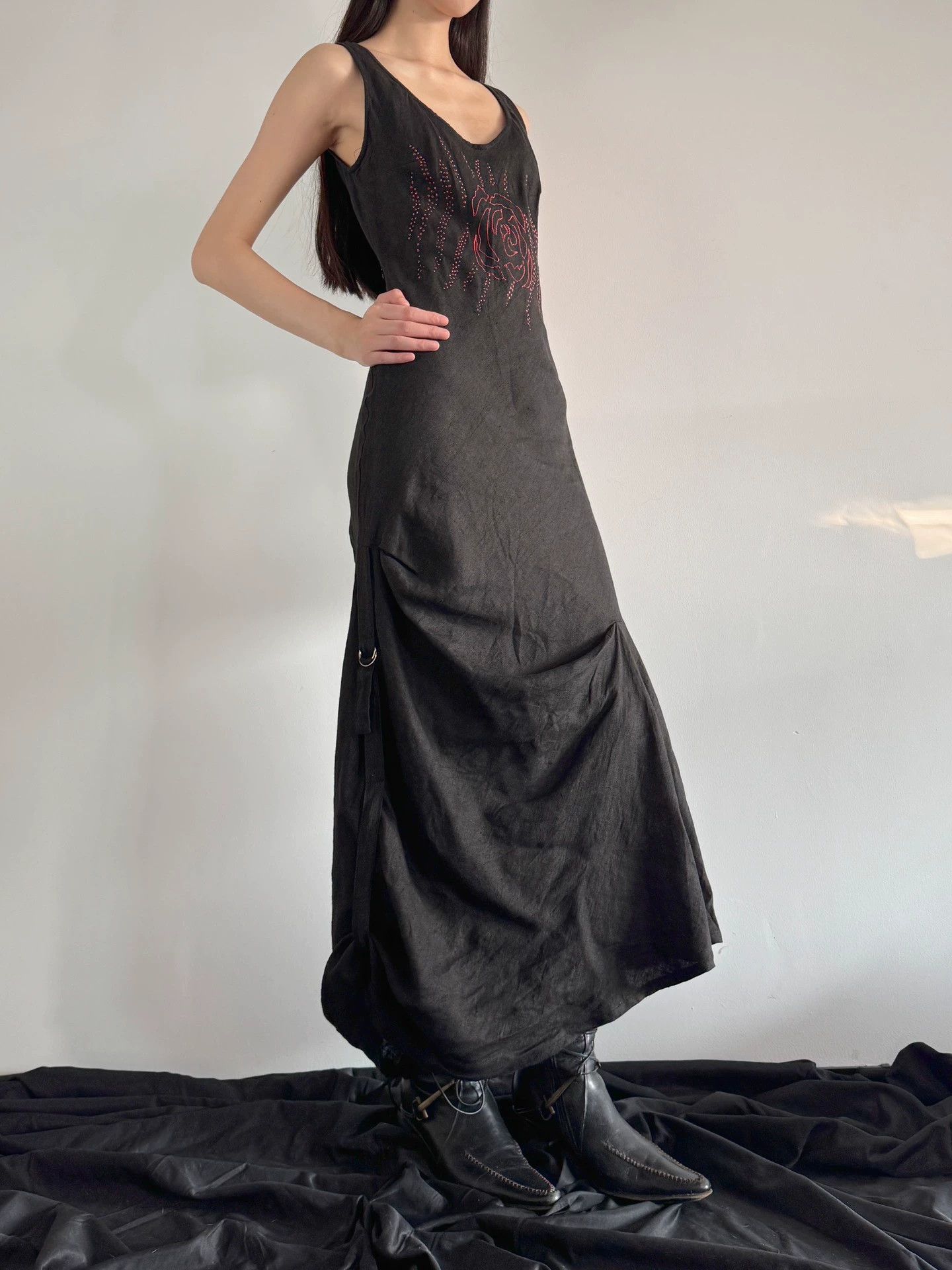 Vintage Vtg Archive Sleeveless Elastic Print Slim Irreg Hem Dress 36 Size XS / US 0-2 / IT 36-38 - 7 Thumbnail
