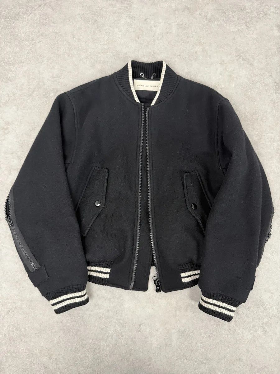 Dries Van Noten Dries Van Noten Black Wool Backzip Bomber Jacket Size US M / EU 48-50 / 2 - 5 Thumbnail