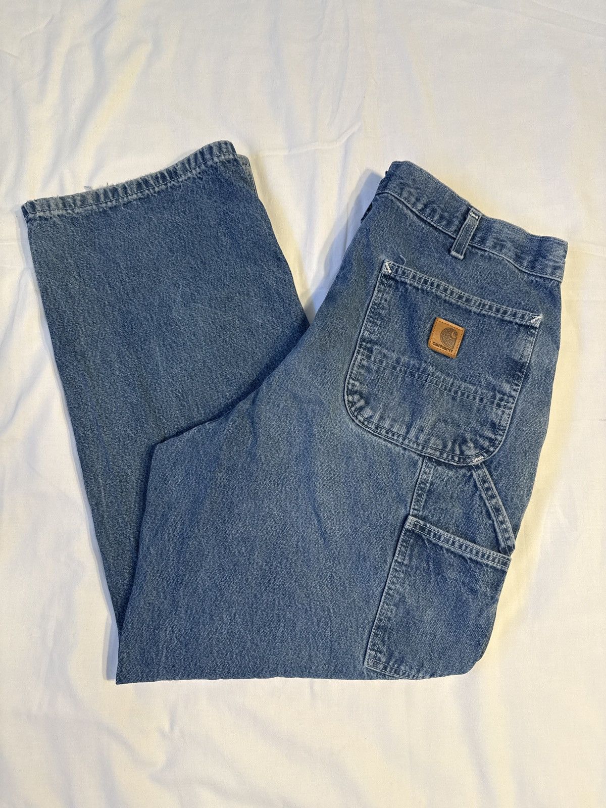 Carhartt Vintage 90s Carhartt Blue Denim Carpenter Pant Jeans Size US 34 / EU 50 - 1 Thumbnail