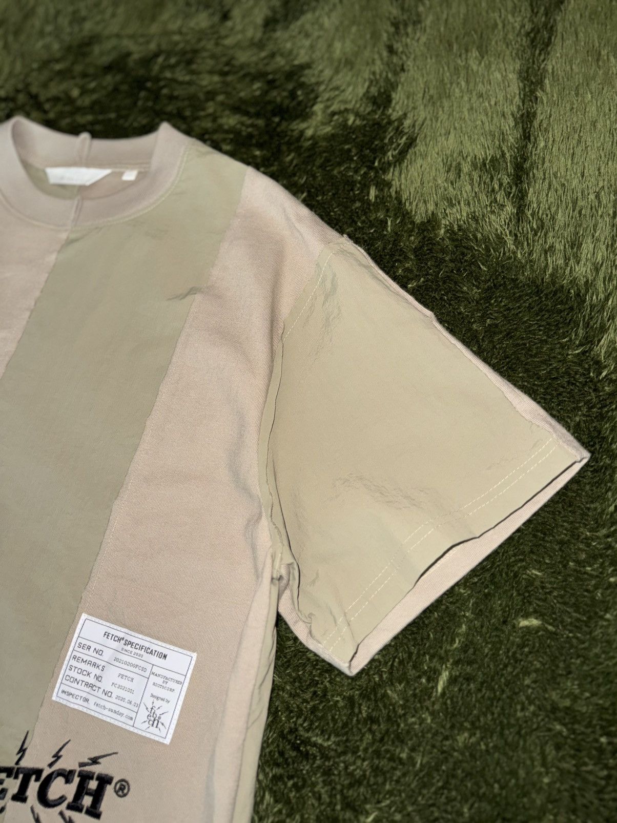 Japanese Brand [XL] Fetch Sunday Panel Embroidered Logo T-Shirt Beige Size US XL / EU 56 / 4 - 3 Thumbnail
