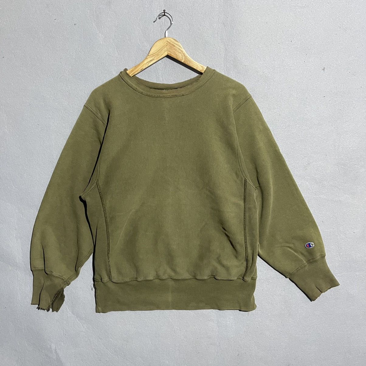 Champion Vintage 90s Champion Reverse Weave Sweatshirt Army Green Size US M / EU 48-50 / 2 - 1 Thumbnail