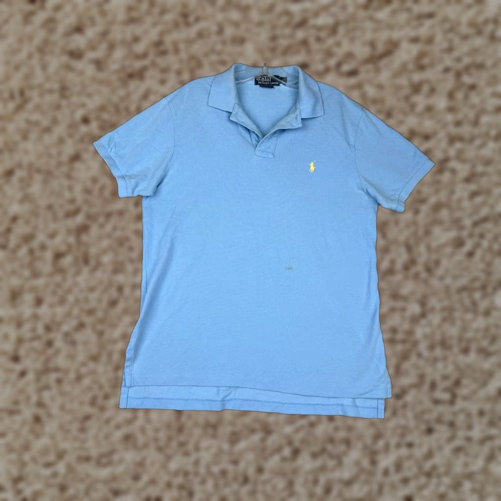 Ralph Lauren VINTAGE Polo Ralph Lauren Shirt Men Large Blue 100% Cotton Custom Fit Pony READ Size US L / EU 52-54 / 3 - 1 Thumbnail