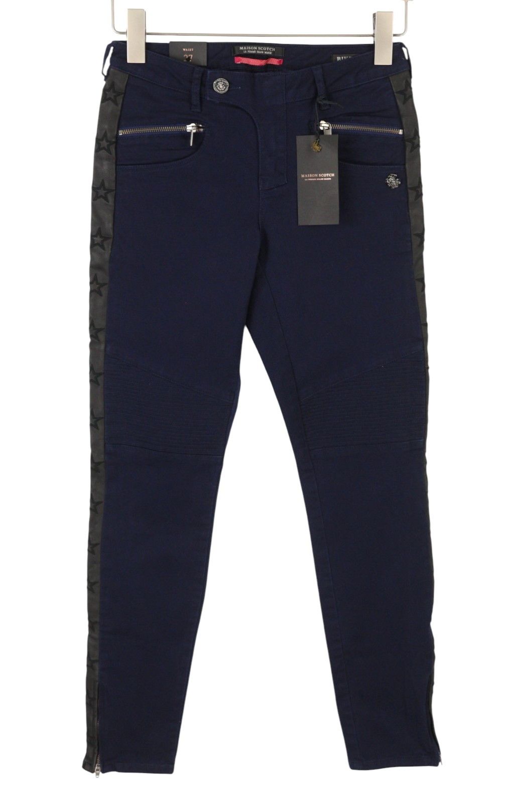 Maison Scotch BIKER W27 Dark Blue Skinny Stars Side Jeans 89092 Size 27" / US 4 / IT 40 - 1 Thumbnail