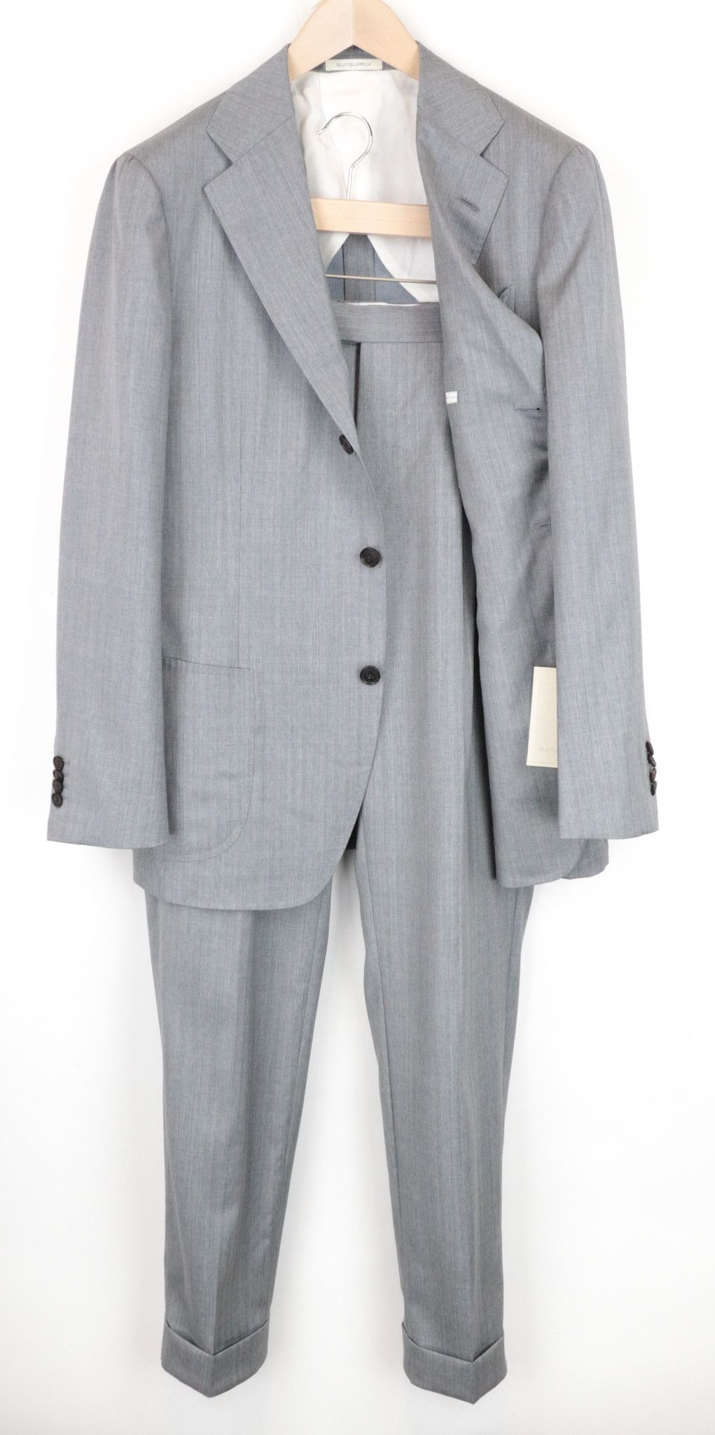 image of Suitsupply Havana Patch Uk42R Wool Cashmere Grey Slim Suit 68296, Men's