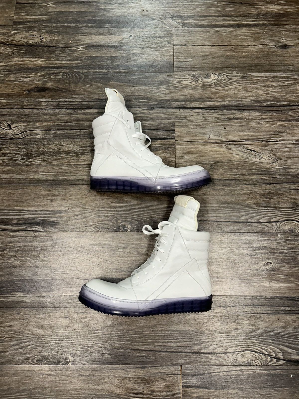 Pre-owned Rick Owens Geobasket Sneakers In White/purple