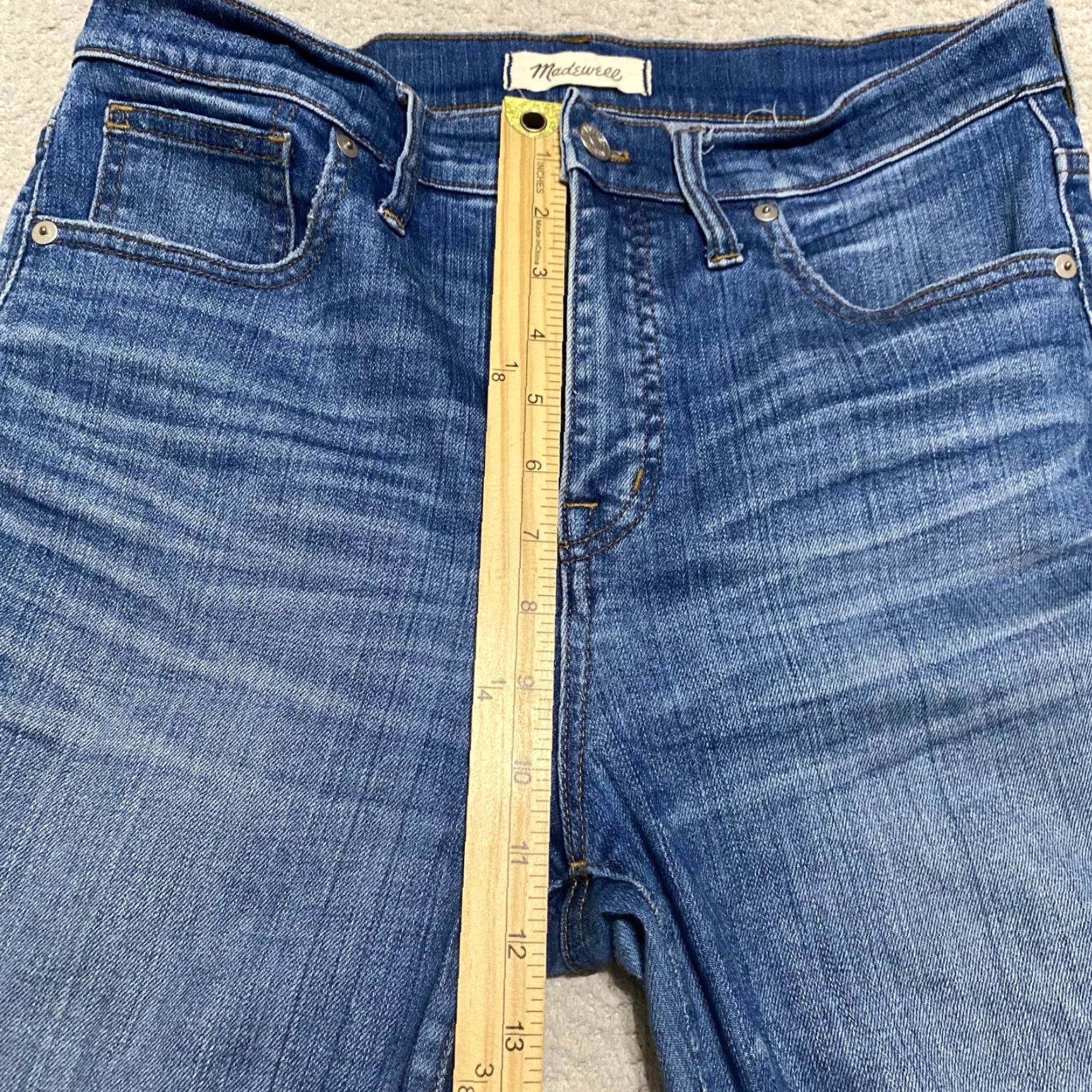 Madewell Madewell Jeans Womens Blue Denim High Rise Skinny 29 in. Distressed 5-Pocket Regular Rise Button Zip Hem Size 29" - 7 Thumbnail