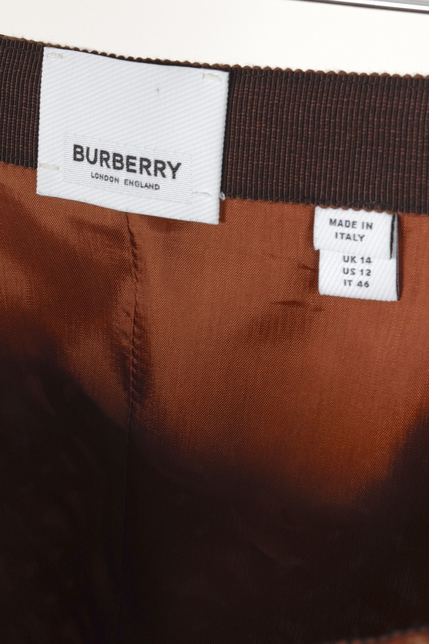 Burberry Burberry Brown Logo-Printed Scarf-Detail Midi Skirt Size 31" - 7 Thumbnail
