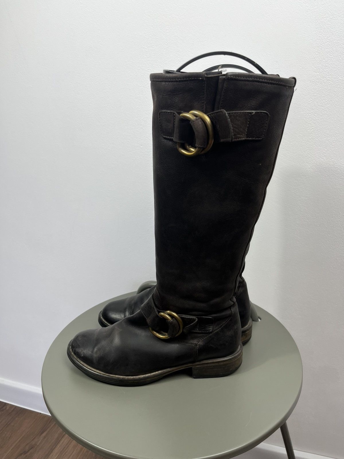 Other Women’s Brown Leather Knee High Boots Ring Strap Riding 37 Size US 6 / IT 36 - 9 Thumbnail