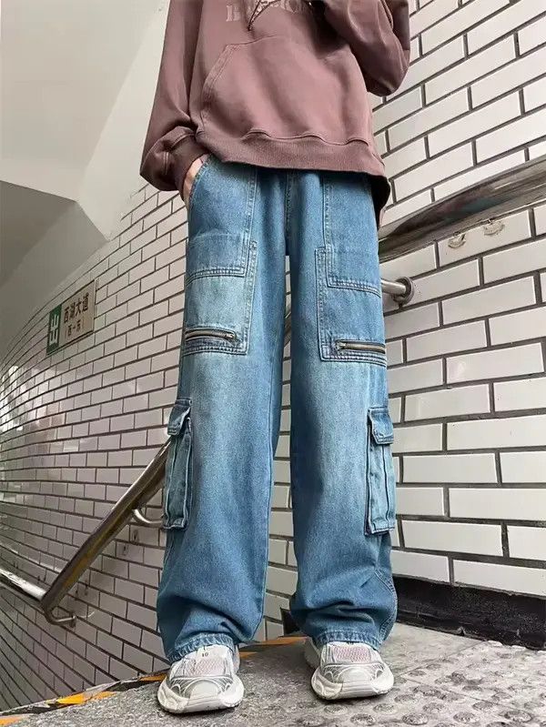 Japanese Brand Y2k Baggy Cargo Pants Denim Baggy Jeans Trousers Size US 28 / EU 44 - 4 Thumbnail