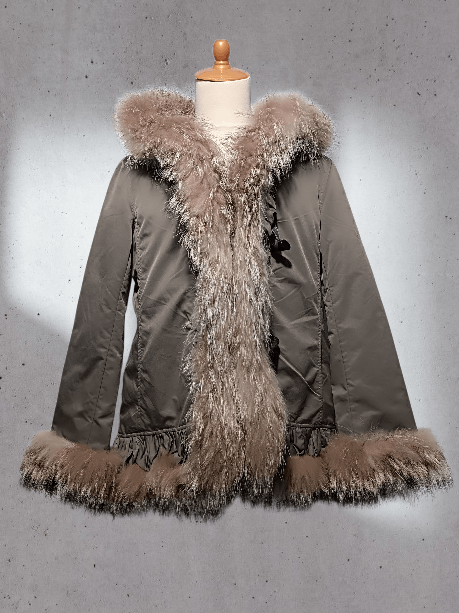 Japanese Brand Fox Fur Trim Parka Jacket Green Army Size M / US 6-8 / IT 42-44 - 1 Thumbnail