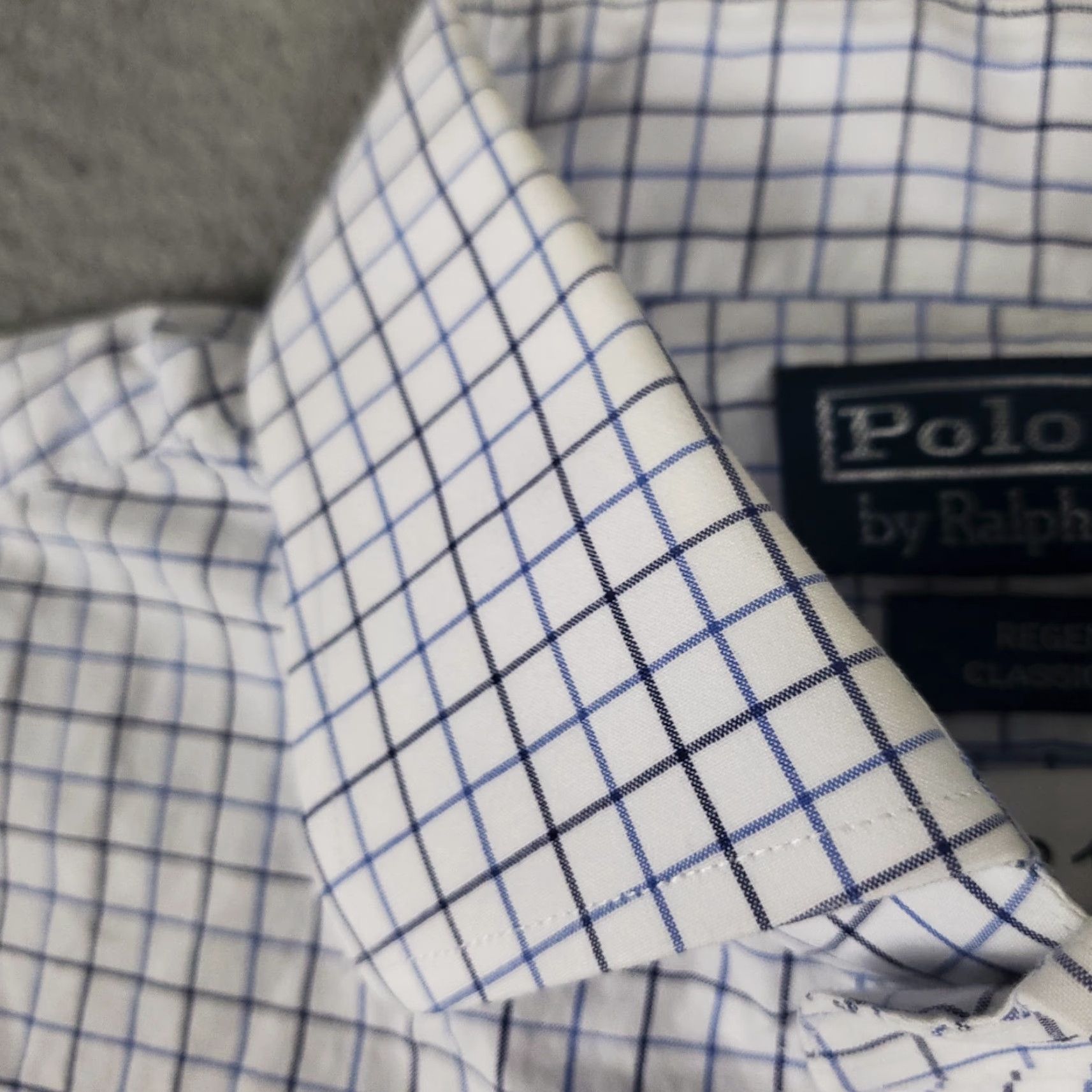 Ralph Lauren Ralph Lauren Dress Shirt Mens 17 White Blue Check Long Sleeve Button Up Size 46R - 3 Thumbnail