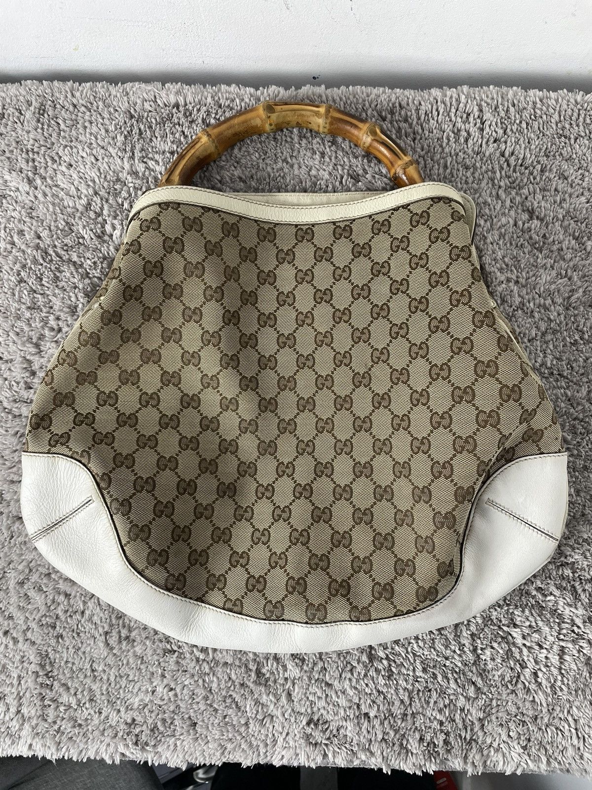 Gucci Gucci Monogram Peggy Bamboo Top Handle Medium Shoulder Bag Size ONE SIZE - 19 Thumbnail