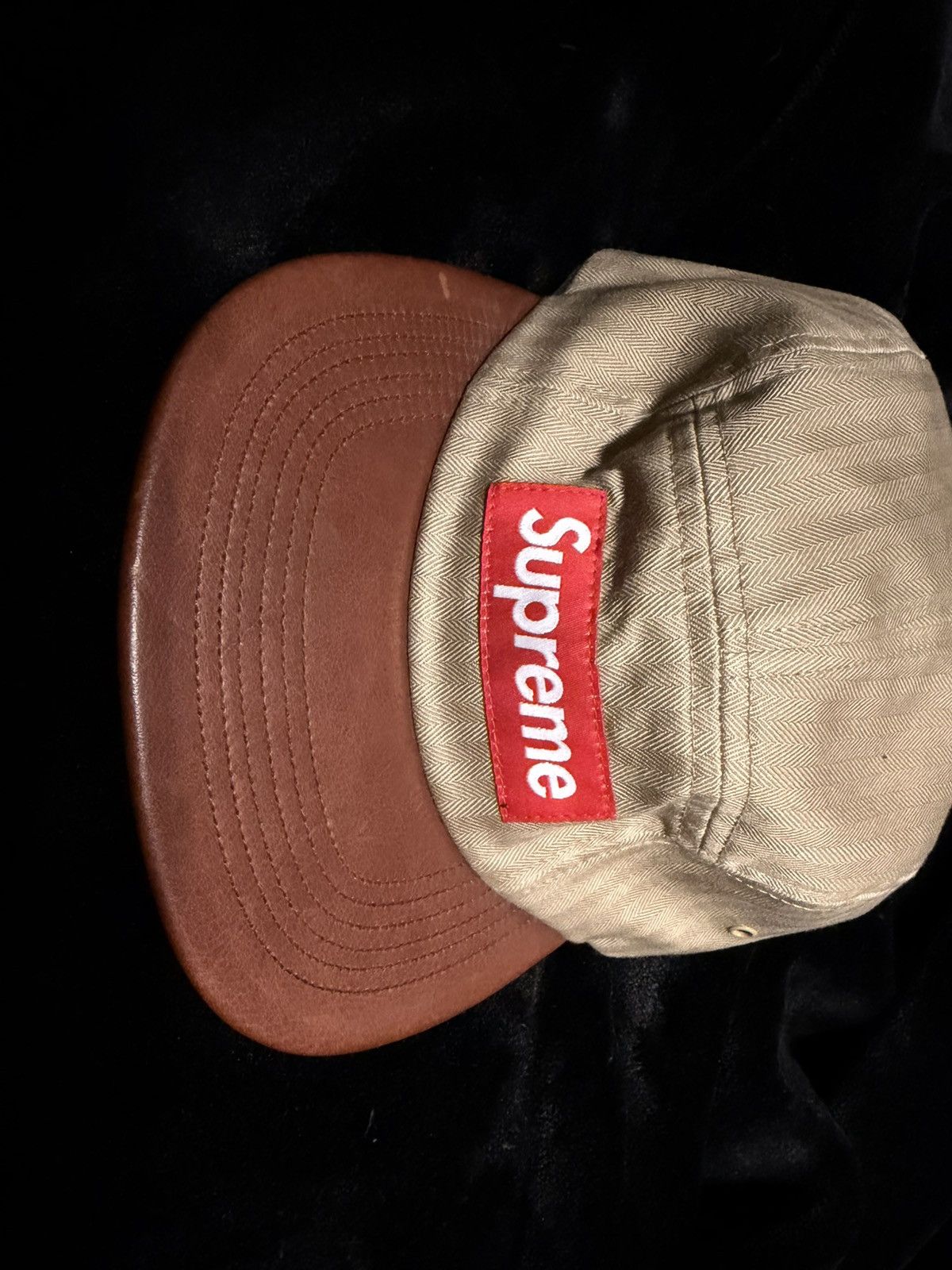 Supreme SUPREME LEATHER VISOR BOX LOGO HAT 5 6 PANEL TAN/BROWN Size ONE SIZE - 4 Thumbnail