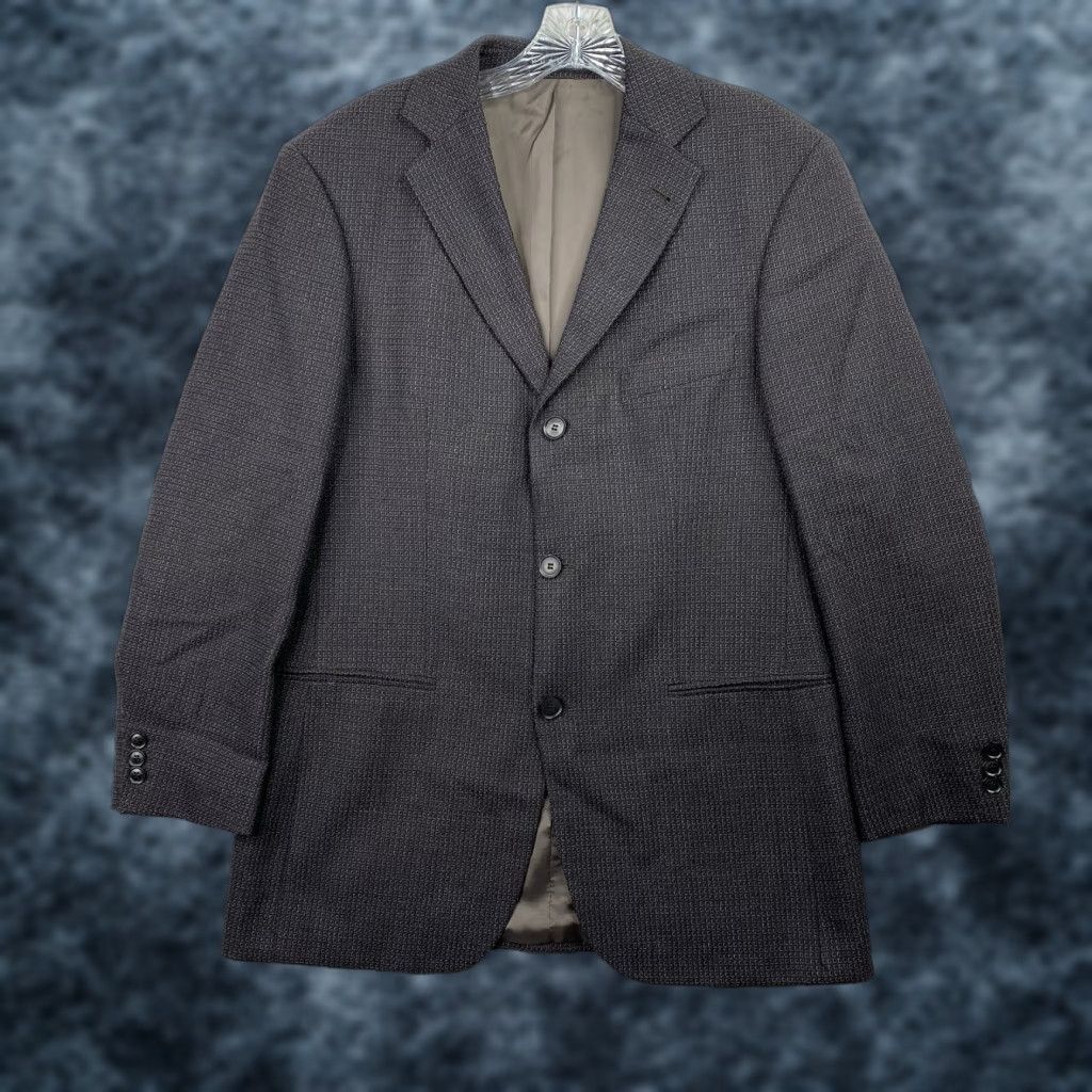 Hugo Boss HUGO BOSS Blazer Jacket Single-Breasted 3-Button Brown Wool 38R Men Vintage No Notch Lapel Size 38R - 1 Thumbnail