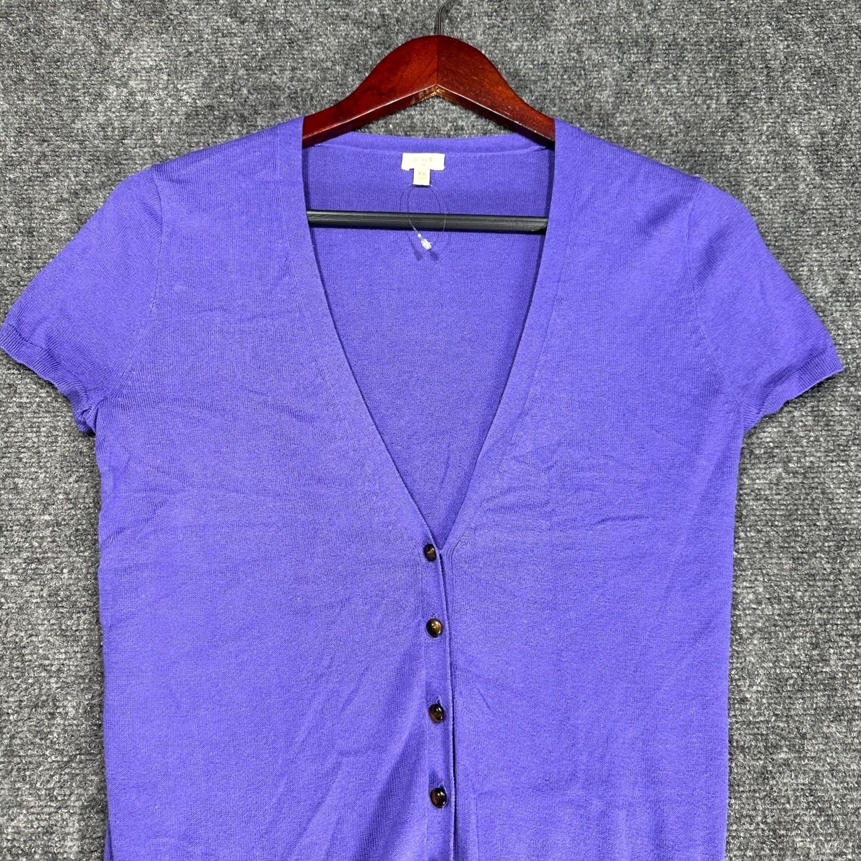 J.Crew J.CREW Sweater Womens XS Purple Cotton Cardigan Cap Sleeve V-Neck Button Size XS / US 0-2 / IT 36-38 - 3 Thumbnail