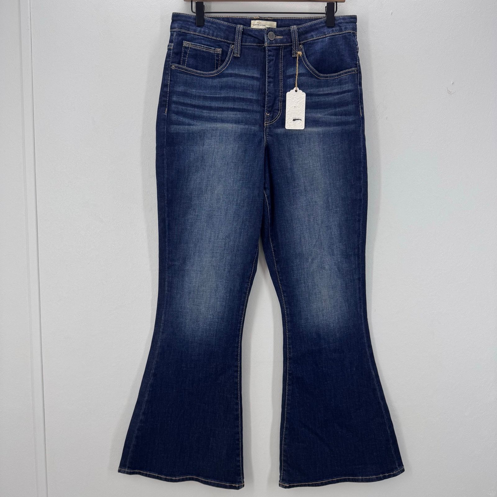 Stitch's Jeans Sterling & Stitch Flare Jeans Womens 31x32 Blue Cowgirl Boho Size 31" - 2 Thumbnail