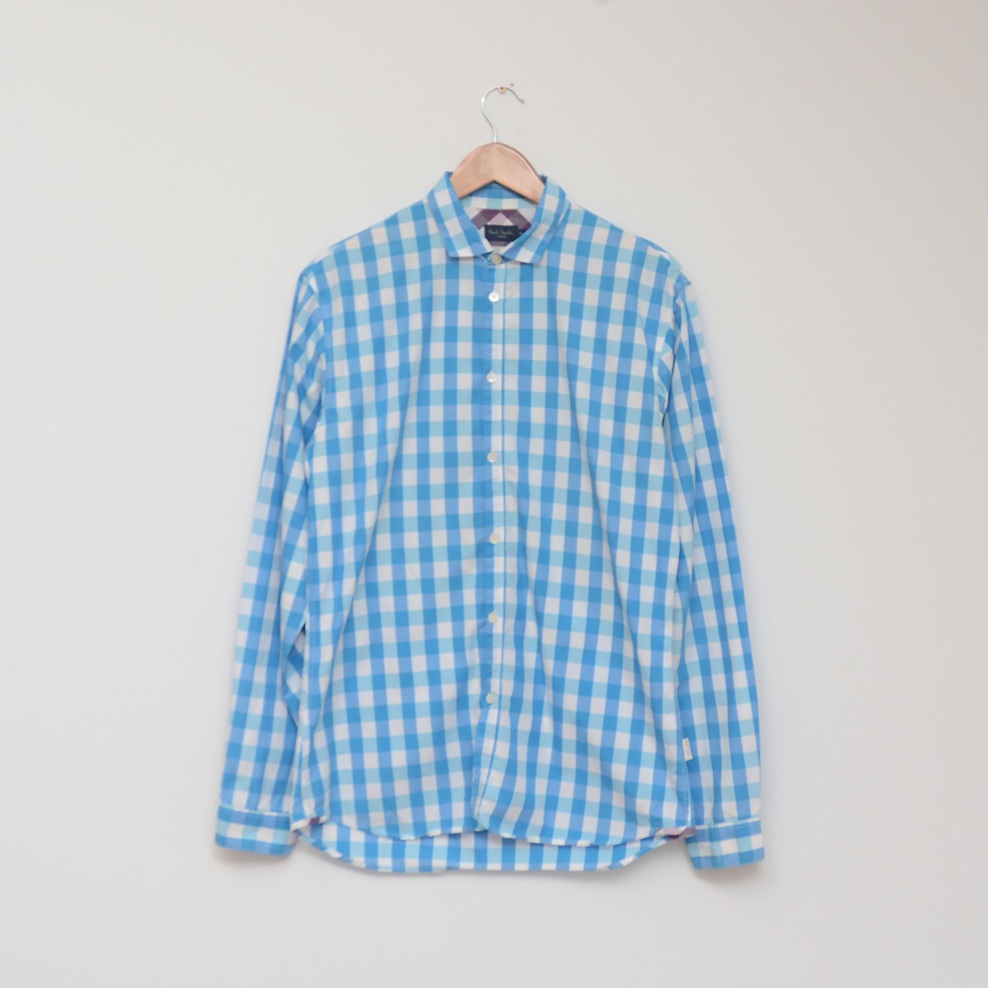 Paul Smith Paul Smith Jeans Men's Cornflower Blue Check Shirt Size M Size US M / EU 48-50 / 2 - 1 Thumbnail