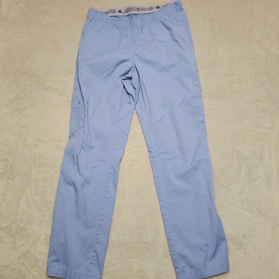 Vintage Med Couture Scrubs Pants Unisex Adult Small Blue Cargo Med Tech CNA Assisted Living Size US 31 - 2 Thumbnail