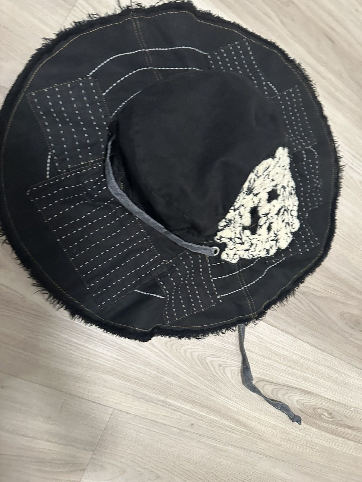 image of Denim Tears Peace Patchwork Bucket Hat in Black, Men's