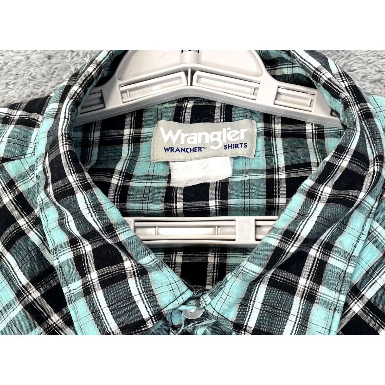Wrangler VINTAGE Wrangler Shirt Mens XL Blue Black Plaid Pearl Snap Western Rodeo Size US XL / EU 56 / 4 - 4 Thumbnail