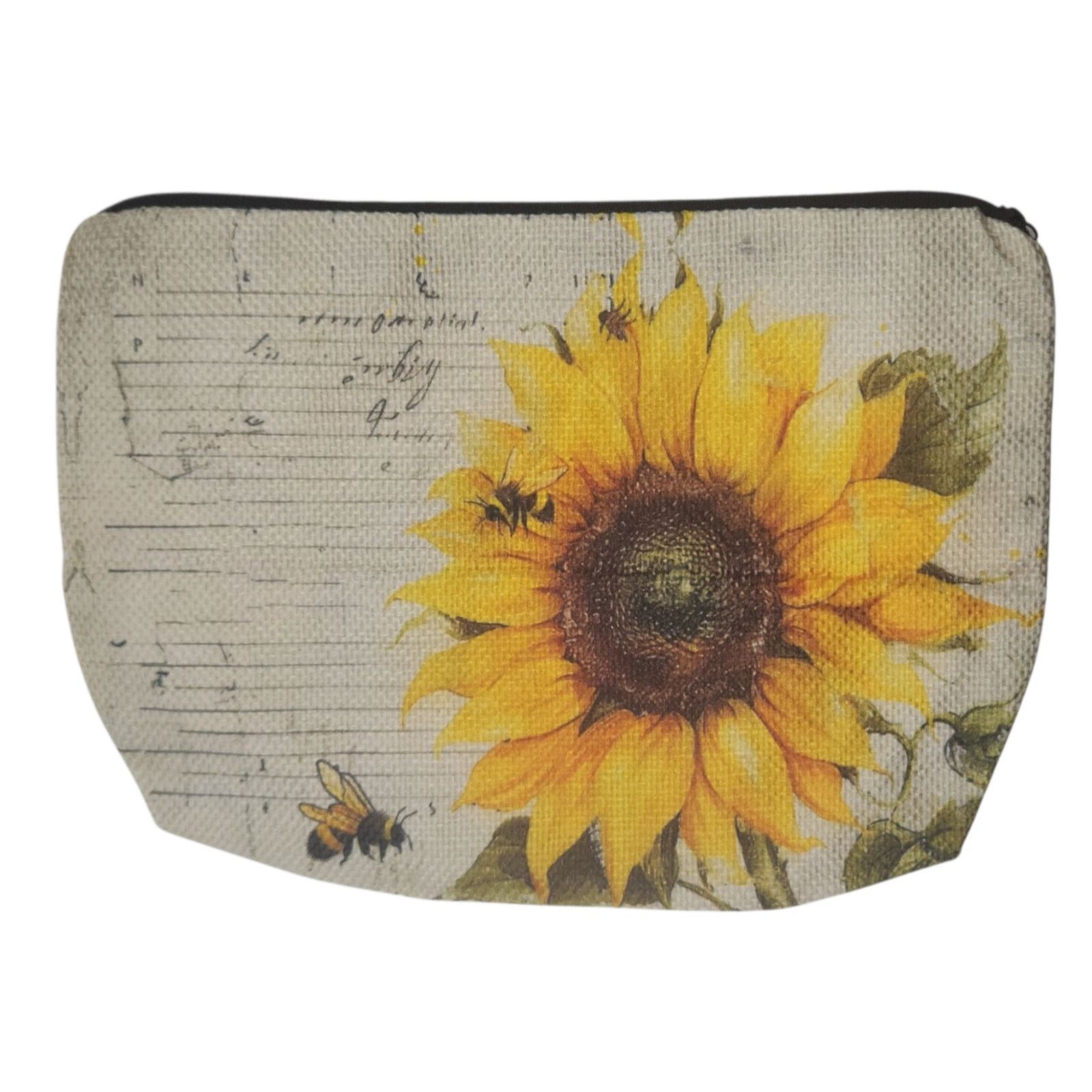 Other Vintage Sunflower Bee Cosmetic Bag Linen Makeup Organizer Size ONE SIZE - 6 Thumbnail