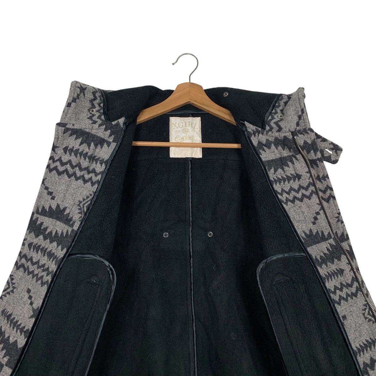 X-Girl X GIRL Black And Grey Aztec Design Duffle Coat #2695-C121 Size S / US 4 / IT 40 - 13 Thumbnail