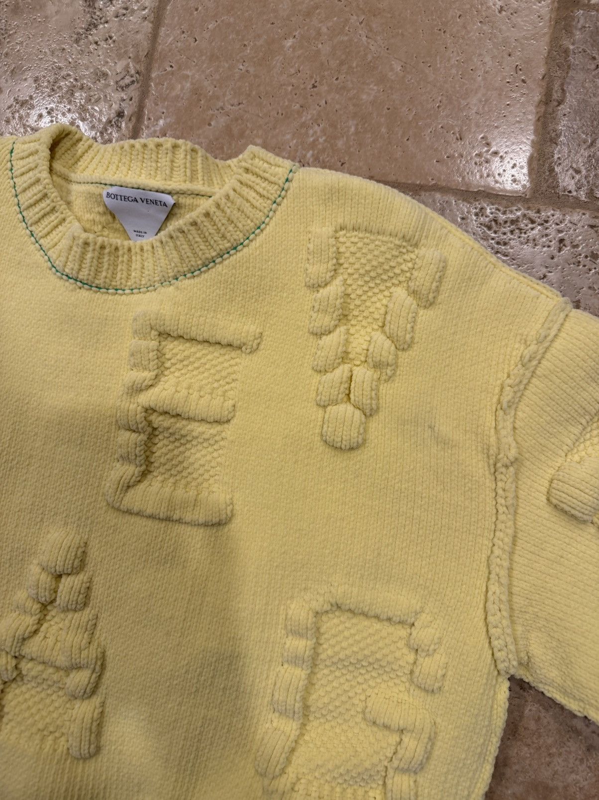 Bottega Veneta Bottega Veneta Yellow Alphabet Chenille Crewneck Sweater Size L / US 10 / IT 46 - 8 Thumbnail
