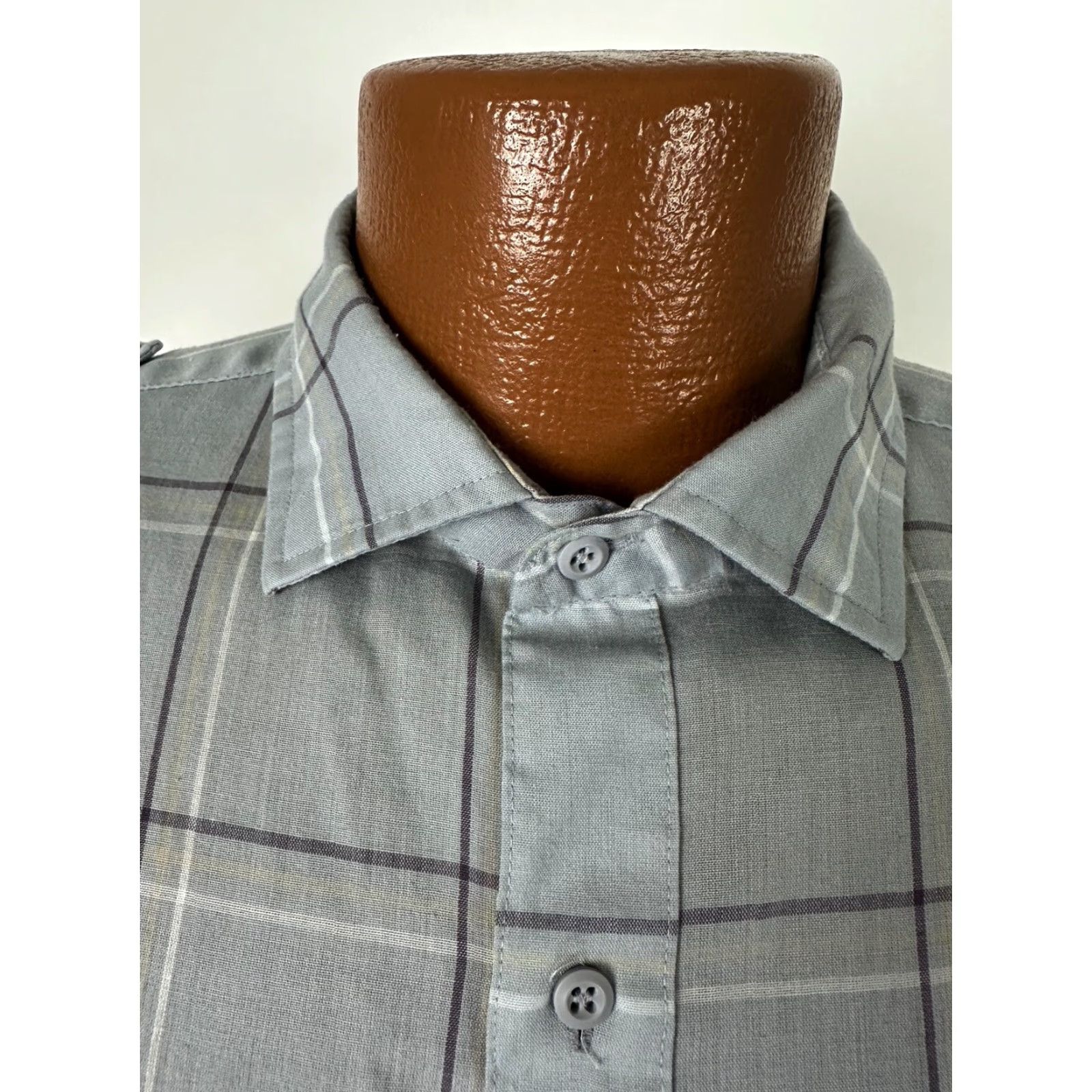 Levi's VINTAGE Levi's Shirt Men L Gray Check 80s Button-Up Long Sleeve Slim Casual, Business, Hipster Mens Size US L / EU 52-54 / 3 - 4 Thumbnail