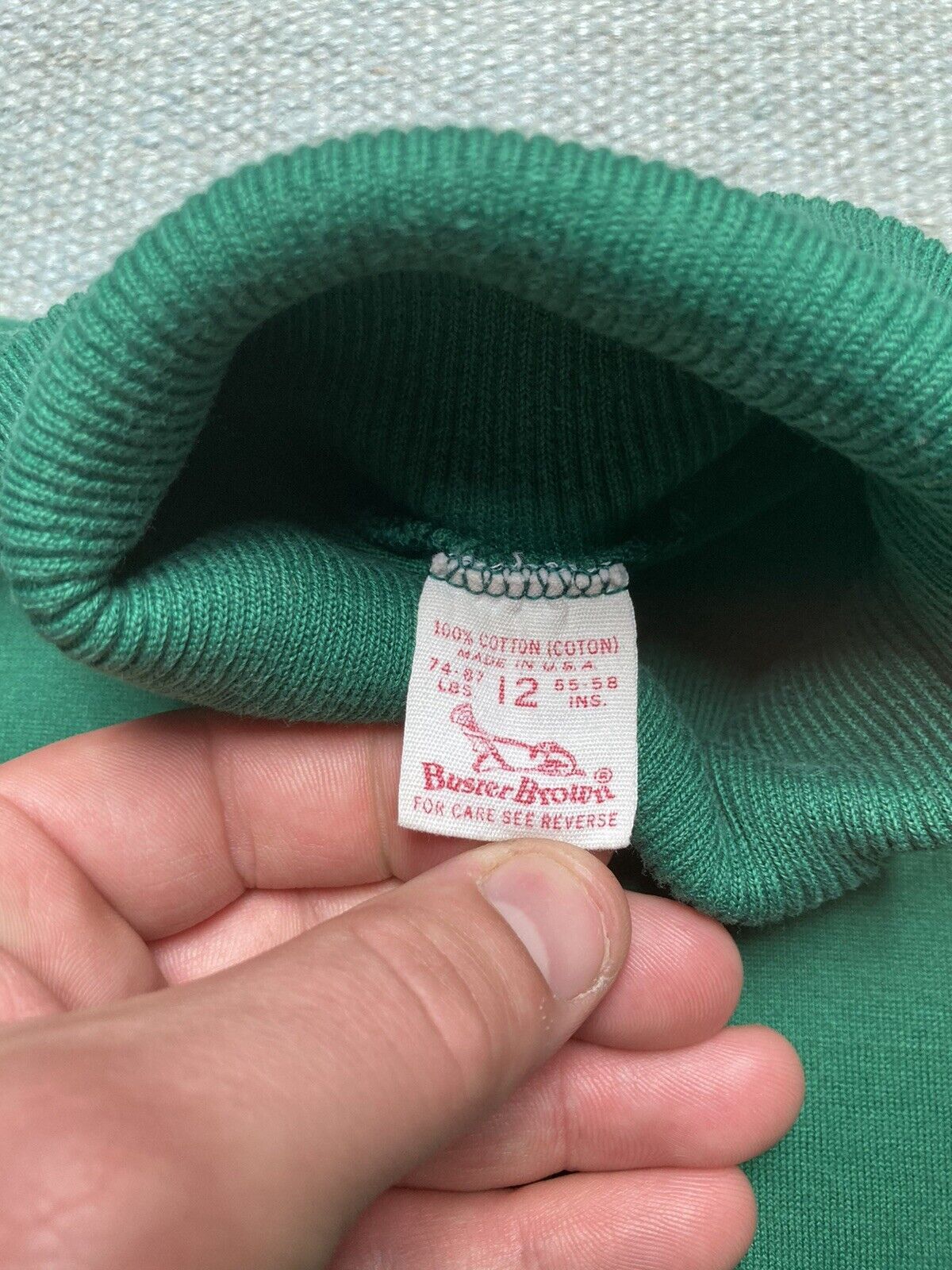 Vintage VTG 70s t shirt turtleneck green blank boys size 12 baby tee Size XS / US 0-2 / IT 36-38 - 4 Thumbnail