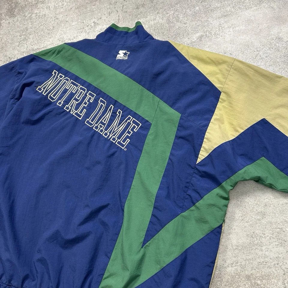 NCAA × Starter × Vintage NOTRE DAME FIGHTING IRISH STARTER WINDBREAKER JACKET SIZE L Size US L / EU 52-54 / 3 - 4 Thumbnail