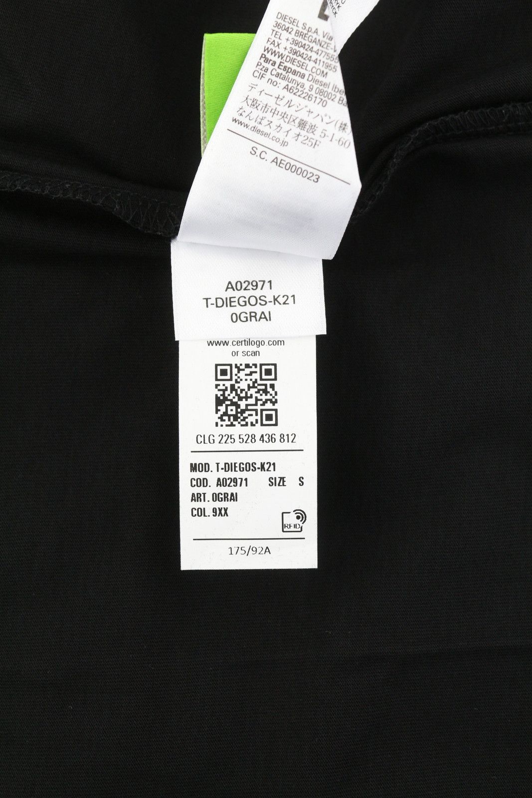 Diesel T-DIEGOS-K21 S Black Front Logo Tricot T-Shirt 84113 Size US S / EU 44-46 / 1 - 9 Thumbnail