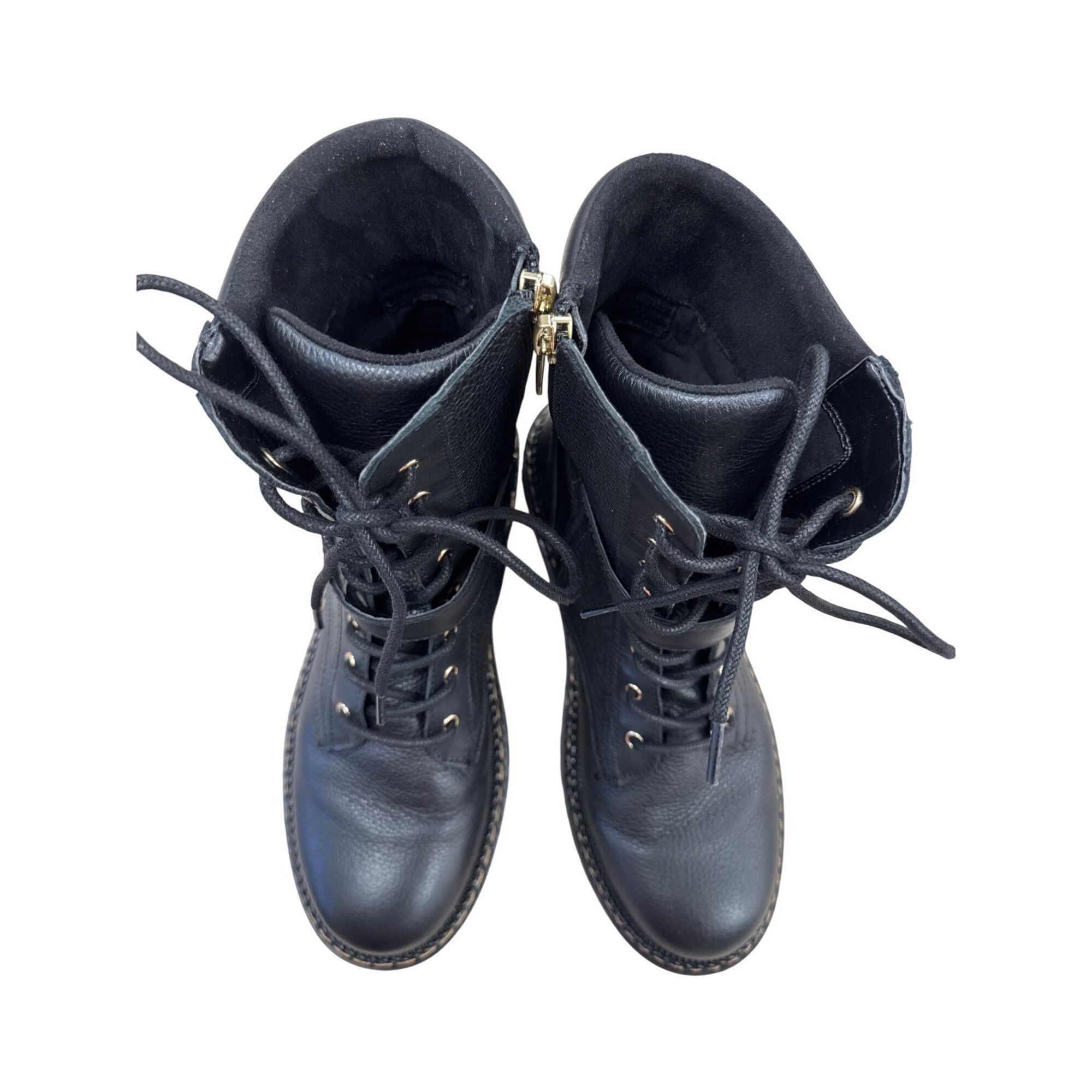 Vince Camuto Vince Camuto Womens Black Leather Combat Boots 6.5M SKU 7185 Size US 6.5 / IT 36.5 - 9 Thumbnail