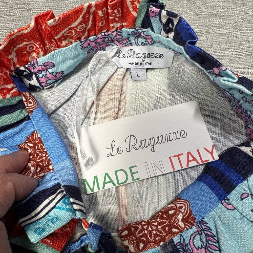 Other NWT New LA RAGAZZE Made In Italy Linen Blend Sleeveless Flo Size L / US 10 / IT 46 - 6 Thumbnail